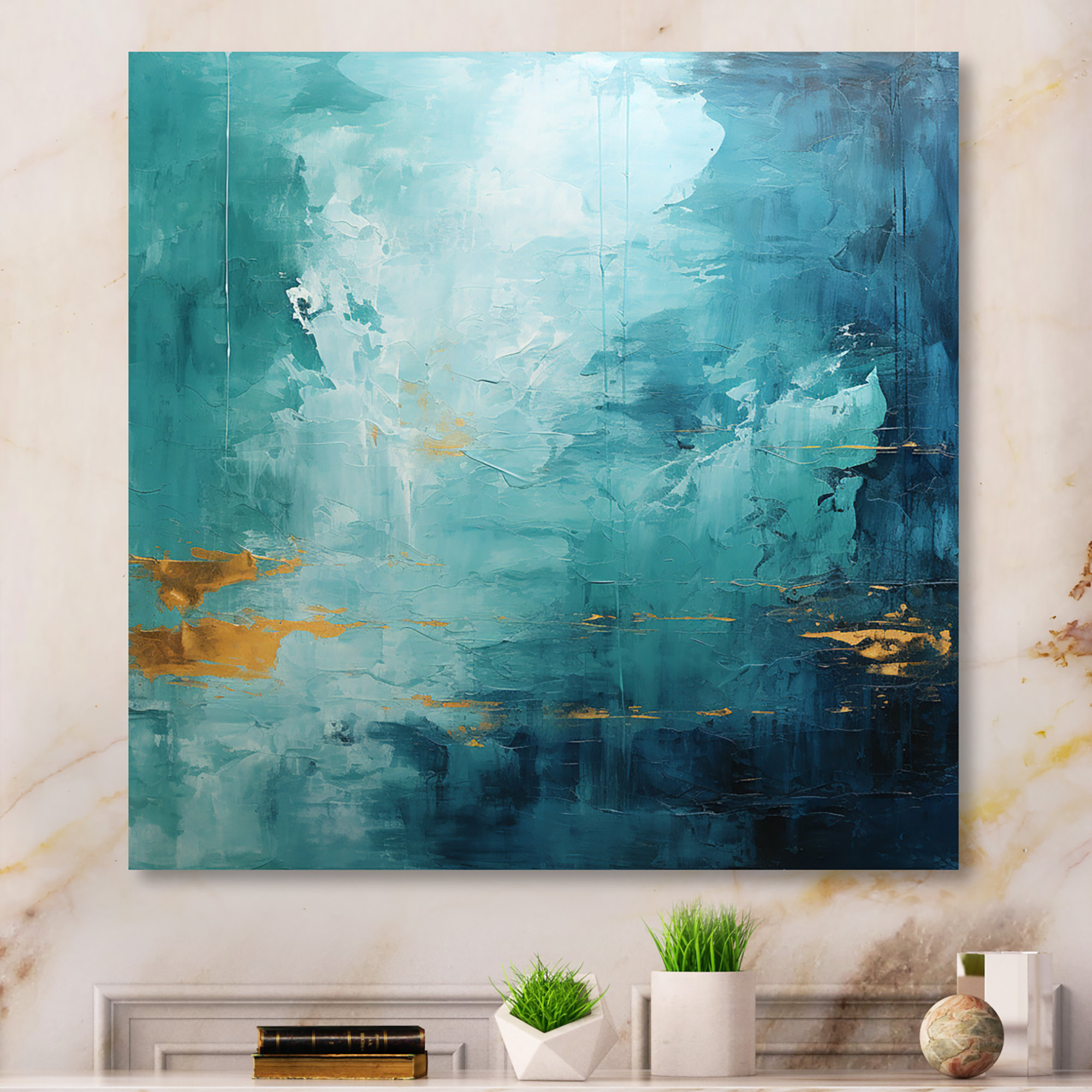 Brayden Studio® Teal Oasis II - Abstract Landscape Metal Wall Art